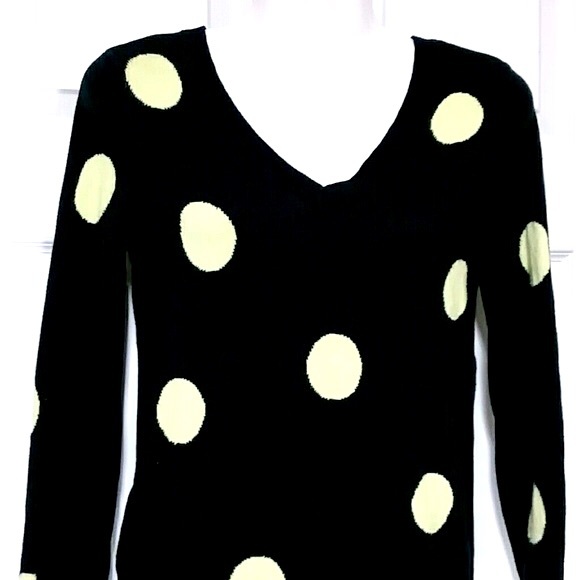 LOFT  signature crewneck polka dot cotton blend women sweater light soft & warm - Picture 3 of 4